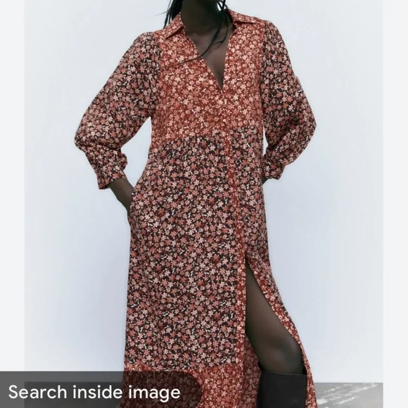 green emerald velvet dress ZARA. Short floral print dress. TM  Hibuy market